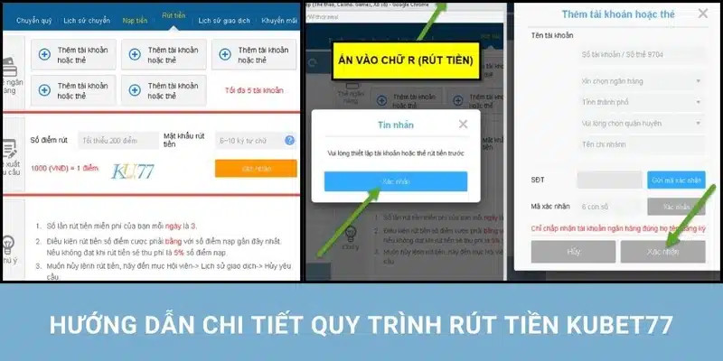 Thao tác rút tiền Kubet77 cụ thể